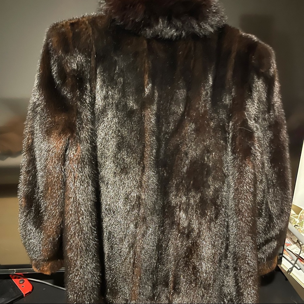 Vintage Dark Mink coat with fox collar
